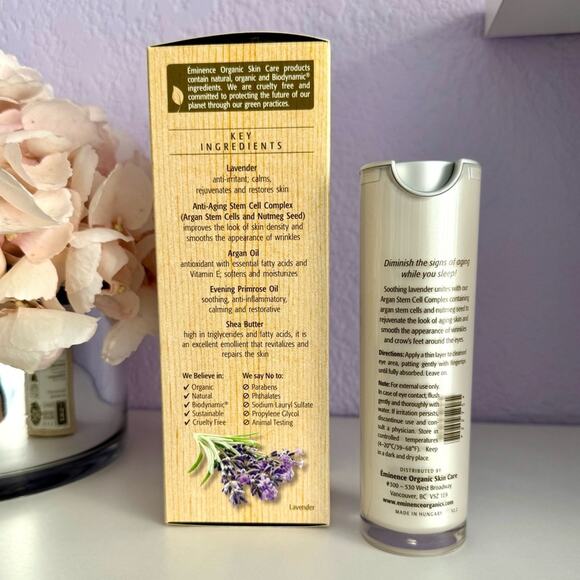 New! EMINENCE Organics Lavender Age Corrective Night Eye Cream, 30ml/1.05oz - Picture 2 of 6